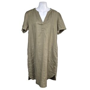 Part Two Copenhagen Casual Olive Green V-Neck Dress Size 40 US 8